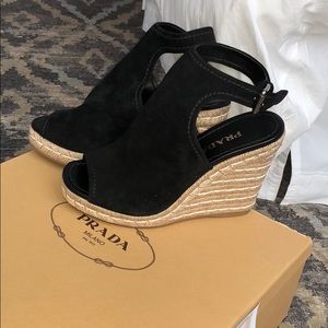 Prada suede open toe wedge NEVER WORN NWT